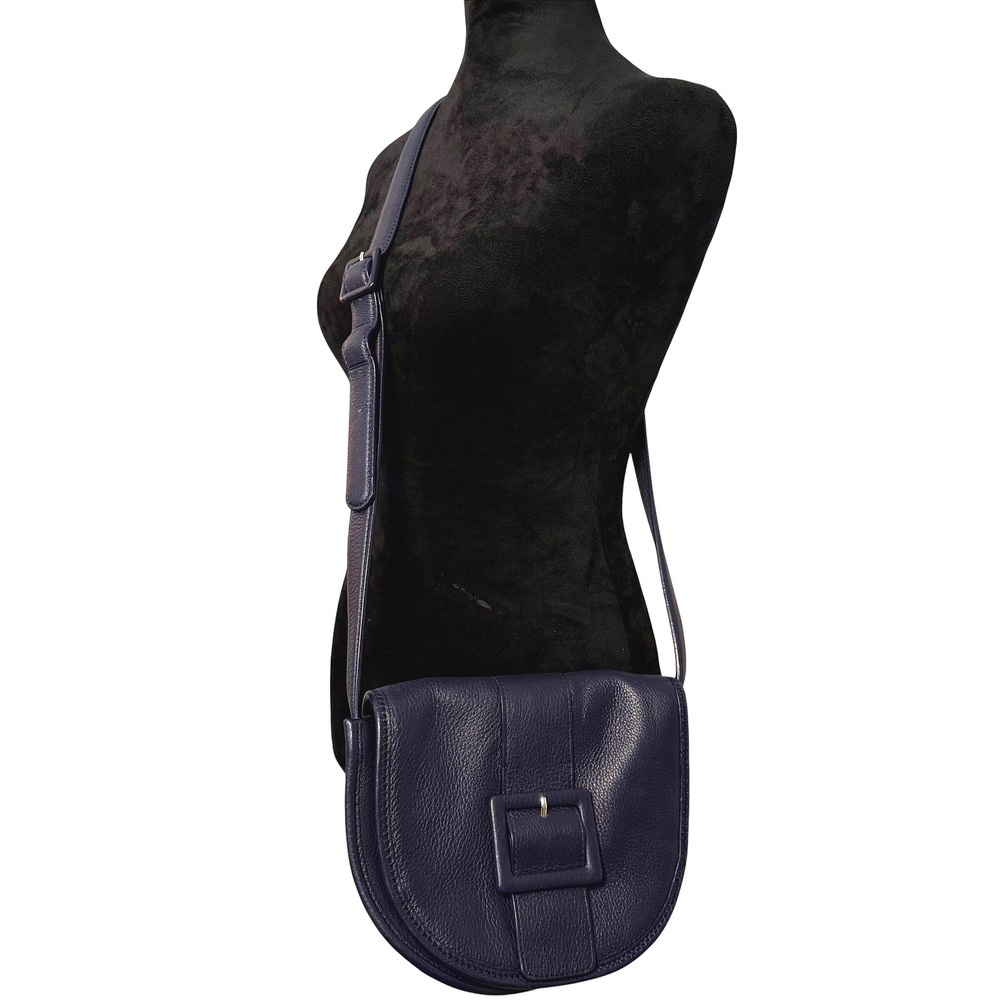 Women's Leather Talbots Crossbody Purse Leather Closure Adjustable Buckle Navy